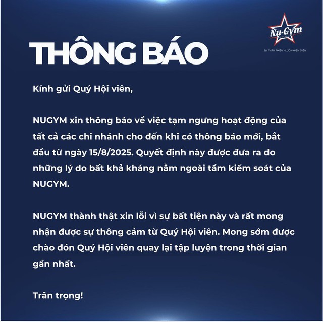 Một hệ thống gym tại TP.HCM thông báo đóng cửa, nhiều hội viên lo không được trả lại tiền- Ảnh 2. Một hệ thống gym tại TP.HCM thông báo đóng cửa, nhiều hội viên lo không được trả lại tiền- Ảnh 2.