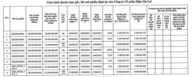 Điện Gia Lai thanh toán 70 tỷ đồng gốc, lãi trái phiếu trong nửa đầu năm 2025 - Ảnh 1.