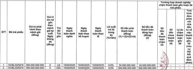 OCB tất toán 1 lô trái phiếu phát hành từ năm 2022 - Ảnh 1.