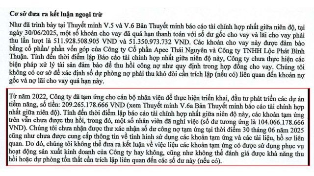 Độc lạ: Một doanh nghiệp bất động sản tạm ứng hàng trăm tỷ cho nhân viên đi phát triển dự án, kiểm toán chưa đánh giá được khả năng thu hồi- Ảnh 1. Độc lạ: Một doanh nghiệp bất động sản tạm ứng hàng trăm tỷ cho nhân viên đi phát triển dự án, kiểm toán chưa đánh giá được khả năng thu hồi- Ảnh 1.