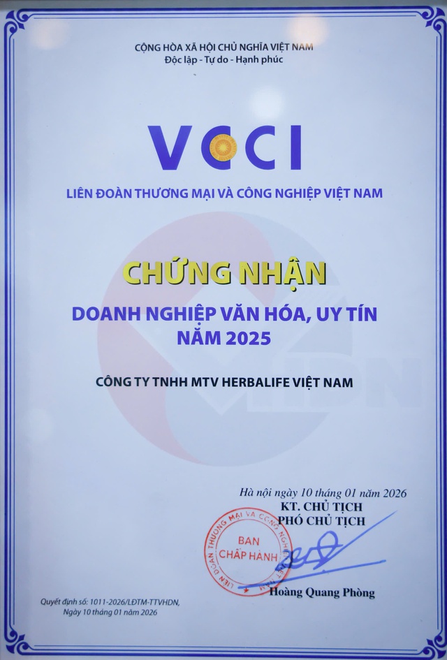 Herbalife Việt Nam được vinh danh là “Doanh Nghiệp Văn Hóa, Uy Tín” năm 2025 bởi VCCI - Ảnh 4.