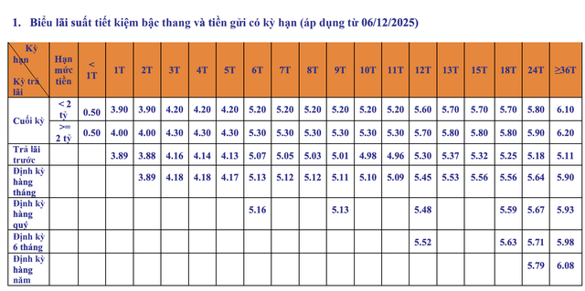 Lãi suất ngân hàng SHB mới nhất tháng 1/2026: Kỳ hạn dưới 6 tháng lên sát trần, mức cao nhất dành cho tiền gửi 36 tháng - Ảnh 2.