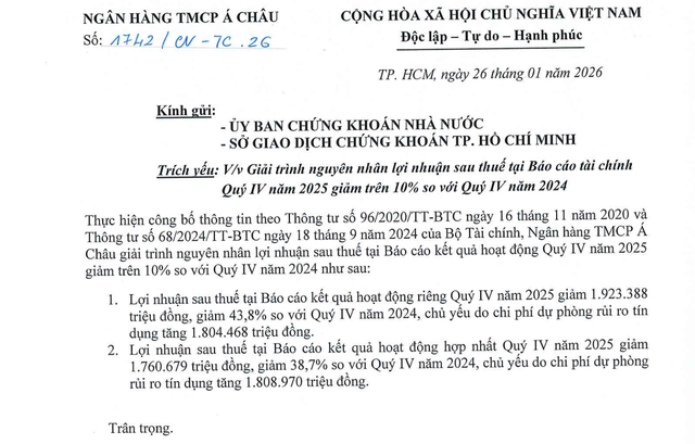 Lợi nhuận quý IV/2025 của ACB giảm gần 40%: Chuyện gì đang diễn ra?- Ảnh 1. Lợi nhuận quý IV/2025 của ACB giảm gần 40%: Chuyện gì đang diễn ra?- Ảnh 1.