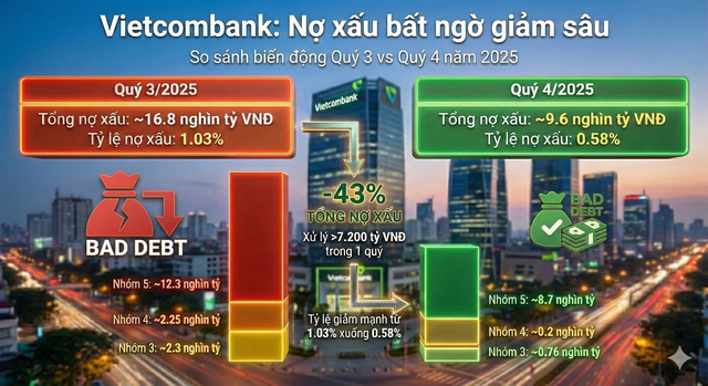 Tất cả các nhóm nợ xấu ở Vietcombank đều giảm rất mạnh - Ảnh 1.
