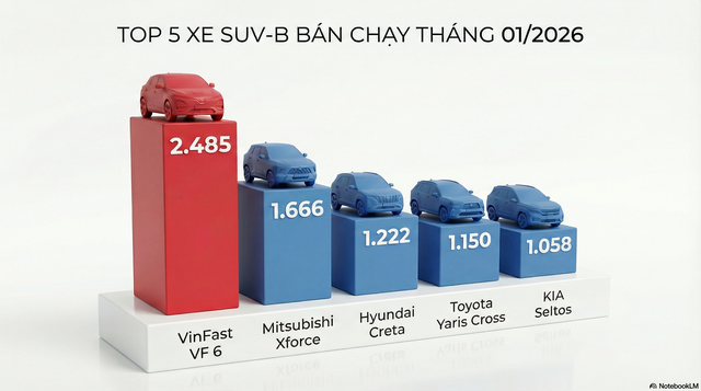 (Tết) Hai thái cực trên trường xe SUV-B tầm giá 700 triệu đồng: Mẫu xe duy nhất bán được gần 2.500 chiếc trong tháng 1 'đọ sức' với 4 mẫu xe còn lại đến từ Nhật - Hàn - Ảnh 2.