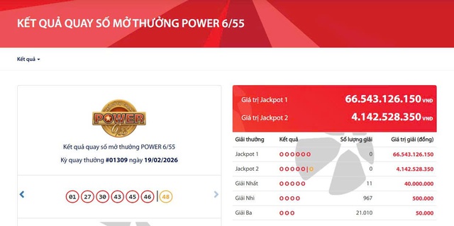 Kết quả xổ số Vietlott ngày 19/2/2026 - Ảnh 2.