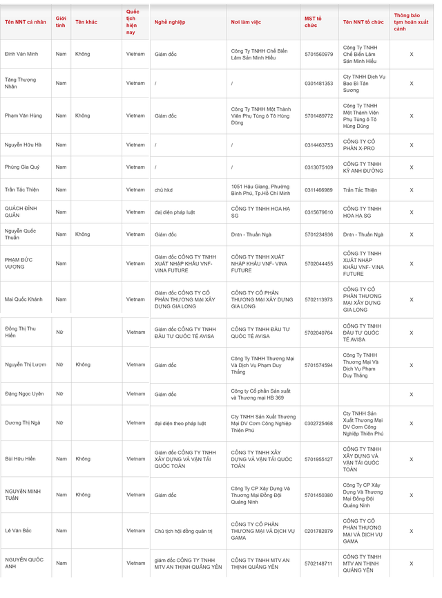 18 Giám đốc, Chủ tịch các công ty sau bị tạm hoãn xuất cảnh - Ảnh 2.