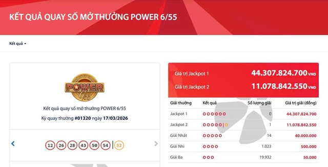 Kết quả xổ số Vietlott ngày 17/3/2026 - Ảnh 2.