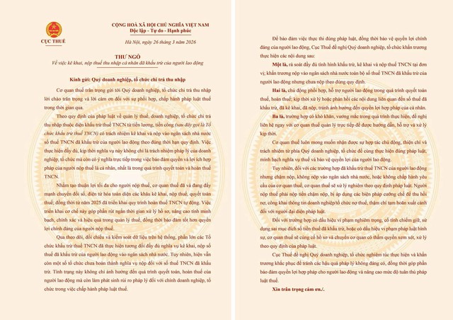 Cục Thuế cảnh báo DN chiếm dụng, dùng sai tiền thuế đã khấu trừ của người lao động - Ảnh 1.