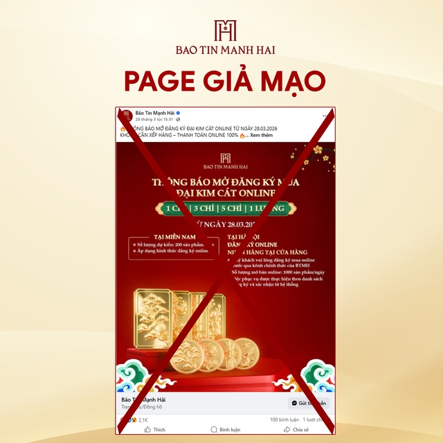 Bảo Tín Mạnh Hải cảnh báo khẩn về sản phẩm vàng "Đại Kim Cát" - Ảnh 3.