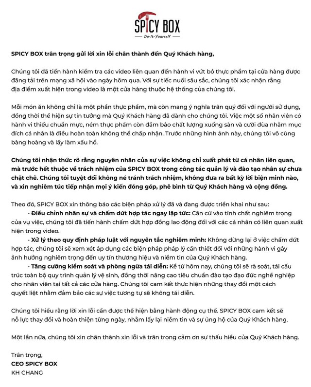 Một chuỗi nhà hàng vừa gửi tâm thư xin lỗi khách hàng - Ảnh 1.