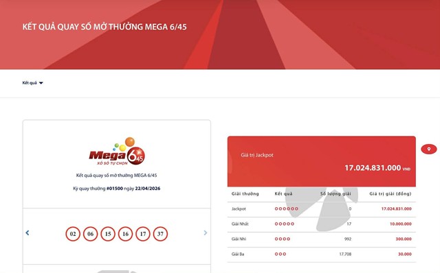 Kết quả xổ số Vietlott ngày 22/4/2026 - Ảnh 2.
