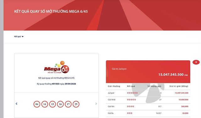 Kết quả xổ số Vietlott ngày 29/4/2026 - Ảnh 2.