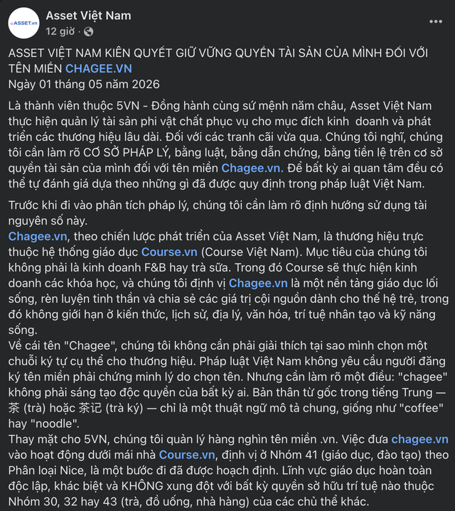 Đơn vị sở hữu tên miền chagee.vn không đồng ý "hoàn trả hoặc hủy tên miền trong 10 ngày" theo yêu của hãng trà sữa - Ảnh 1.