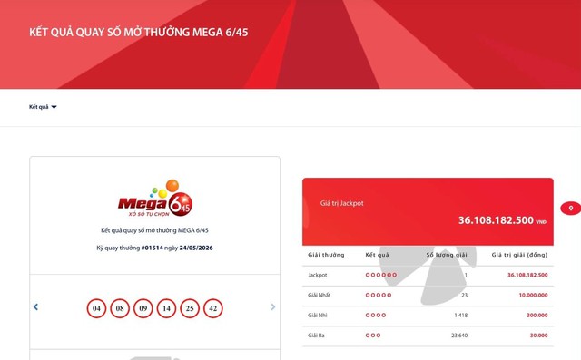 Kết quả xổ số Vietlott ngày 24/5/2026 - Ảnh 2.
