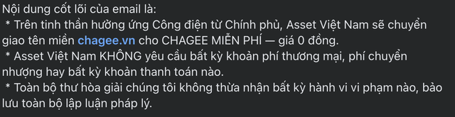 Đơn vị sở hữu tên miền Chagee.vn tuyên bố: "Chuyển giao tên miền cho hãng trà sữa với giá 0 đồng' - Ảnh 1.