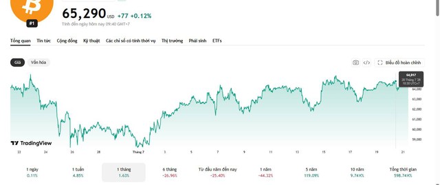 Giữa căng thẳng Mỹ - Iran và làn sóng bán tháo cổ phiếu công nghệ, Bitcoin bất ngờ vượt 65.000 USD - Ảnh 1.