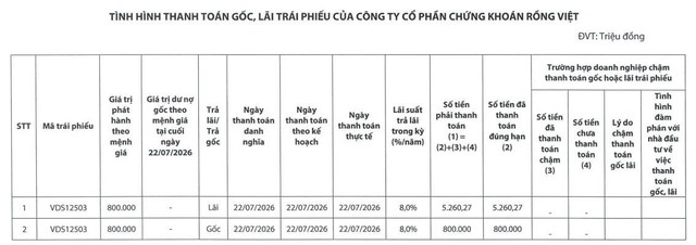Chứng khoán Rồng Việt tất toán lô trái phiếu 800 tỷ đồng - Ảnh 1.