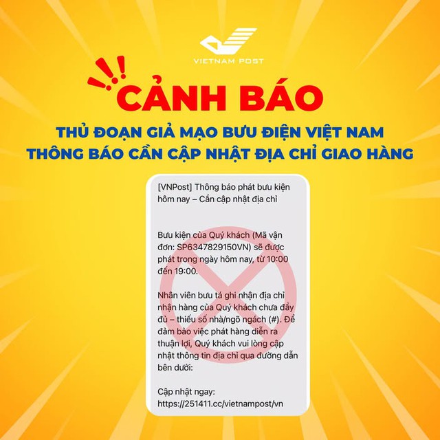 Xuất hiện chiêu lừa đảo giả mạo Bưu điện Việt Nam yêu cầu cập nhật địa chỉ giao hàng - Ảnh 1.