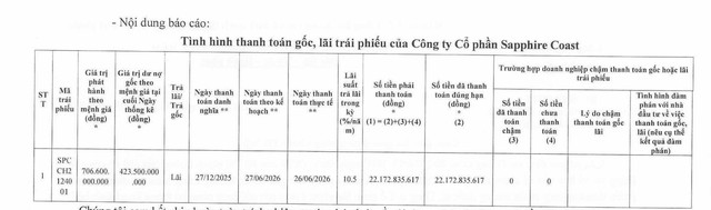 Sapphire Coast thanh toán lãi trái phiếu - Ảnh 1.