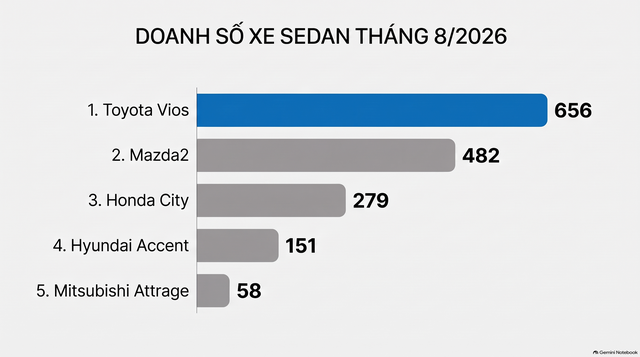 Doanh số xe xăng, dầu tháng 8: Vua bán tải 'gục gã' lần thứ 2, Vios đòi lại 'ngôi vương' - Ảnh 2.