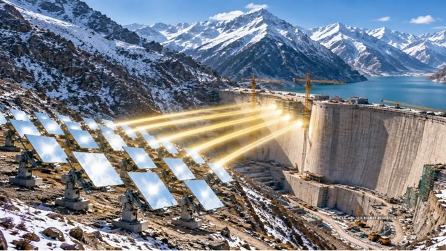 Trung Quốc dùng 27 tấm gương giữa núi cao để xây đập thủy điện 315m trong mùa đông -20°C - Ảnh 2.