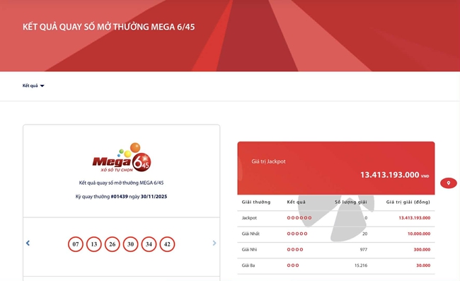 Kết quả xổ số Vietlott ngày 30/11/2025- Ảnh 2.