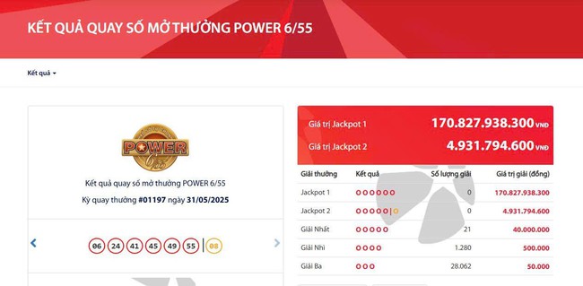 Kết quả xổ số Vietlott ngày 31/5/2025- Ảnh 2. Kết quả xổ số Vietlott ngày 31/5/2025- Ảnh 2.