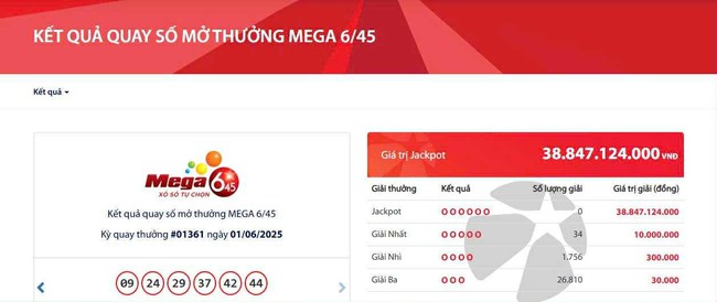 Kết quả xổ số Vietlott ngày 1/6/2025- Ảnh 2. Kết quả xổ số Vietlott ngày 1/6/2025- Ảnh 2.