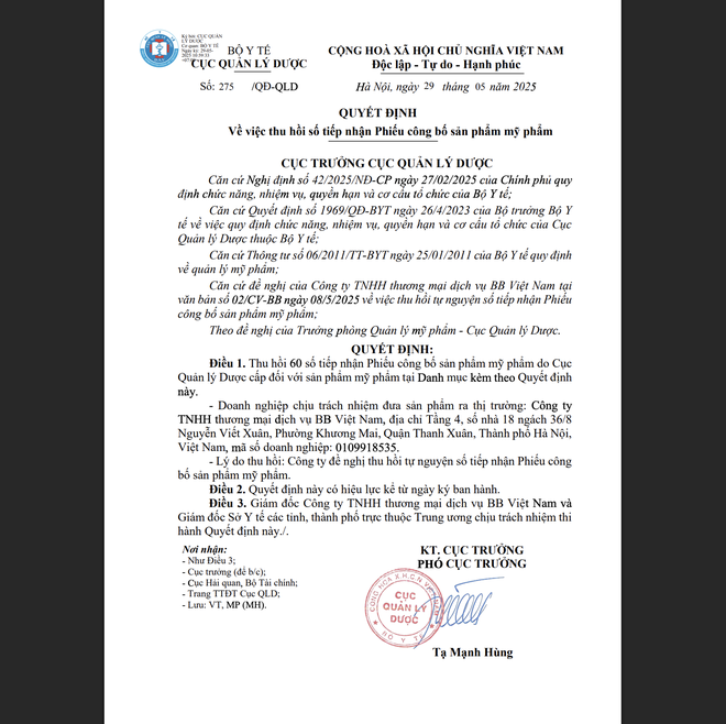Bộ Y tế thu hồi 294 phiếu công bố mỹ phẩm, nhiều thương hiệu quen mặt như Oxy, Pantene, Biore, Anessa, Muji, Chacott, SK-II...- Ảnh 6.
