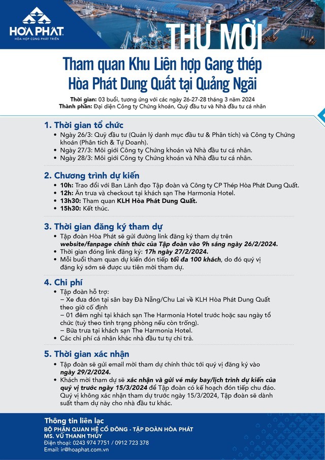 Vừa mời cổ đông đi họp tại khách sạn 5 sao, Hòa Phát của ông Trần Đình Long tiếp tục 