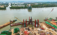 Toàn cảnh công trường cầu dây văng rộng nhất Hải Phòng: Tháp cao bằng tòa nhà 40 tầng, nằm sát vách dự án hơn 2 tỷ USD của Vingroup