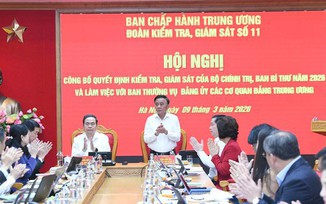 Công bố quyết định kiểm tra, giám sát đối với Ban Thường vụ Đảng ủy các cơ quan Đảng Trung ương