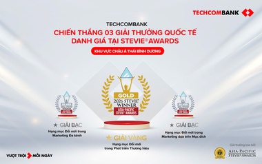 Vượt hơn 1.000 đề cử, Techcombank xác lập "hat-trick" Giải Vàng Stevie® Awards Châu Á – Thái Bình Dương