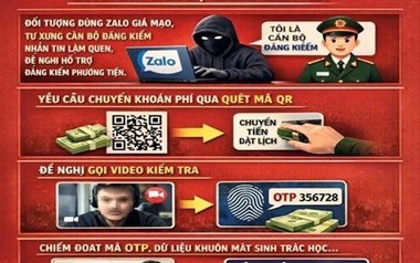 Công an cảnh báo thủ đoạn lừa đảo thông qua cuộc gọi video, chiếm đoạt mã OTP, thông tin sinh trắc, từ đó chiếm quyền kiểm soát tài khoản ngân hàng