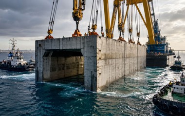 Phát hiện 20 khối bê tông nặng 55.000 tấn được thả liên tục xuống đáy biển, công trình đường hầm quy mô lớn lộ diện