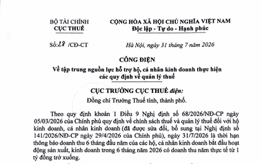 Cục Thuế phát thông báo quan trọng đối với hộ, cá nhân kinh doanh có doanh thu năm dưới 1 tỷ đồng