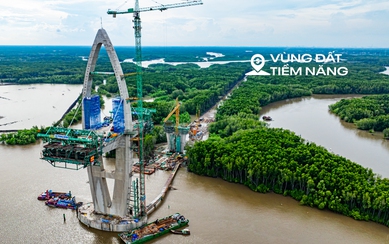 Toàn cảnh cầu 5.000 tỷ đang thành hình, kết nối điểm nóng bất động sản với cụm cảng lớn thứ 2 Việt Nam